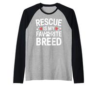 Rescue is My FAV Breed Cute Animal Shelter Trabajador voluntario Camiseta Manga Raglan
