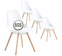 ReseeZac - Juego de 4 sillas de Comedor escandinavas Blancas probadas SGS sillas de Cocina tapizadas sillas de Oficina sillas cosméticas para salón Comedor Dormitorio