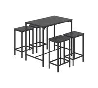 ReseeZac Mesa de Bar con 4 Sillas de Bar,Juego de Comedor de Cocina,Juego de Mesa de Bar y Taburete de Bar,para Cocina Comedor Sala de Estar Taberna,Patrón de Mármol Negro,Mesa de Bar 100x60x90 CM