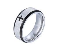 Reseldda Anillo de boda con cruz de tungsteno de 8 mm para hombre, circonita cúbica, chapado en oro blanco, anillo de oración del Señor, anillo grabado de la Biblia, Tungsteno, No