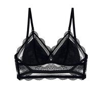 Reseñas de elevación Ropa interior francesa gran espalda abierta hermosa espalda hermosa sujetador en forma de U verano sujetador de brotes ultrafino, Negro , S