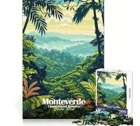 Reserva del Bosque Nuboso de Monteverde,Costa Rica Rompecabezas de 1000 Piezas para Adultos Ejercicio Mental Alivio del estrés Divertido Cierre Seguro Regalo Memorable (38x26cm)