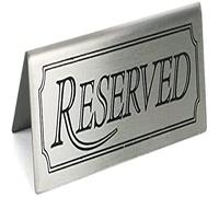 Reservado Letrero - Set de 5 Acero Inoxidable Restaurante Mesa Cartel Reservado Tienda Signos para Restaurantes, Hoteles y Cafeterías - Multi, Pack of 1