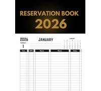 Reservation Book for Restaurant 2026: One page per day , From 1 January 2026 to 31 December 2026