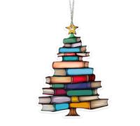 Reserve adornos para el árbol de Navidad, colgante decorativo de estantería de Navidad - Adornos de Navidad 2D Decoración de estantería, adorno creativo para árbol de libros de vacaciones