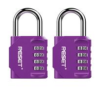 RESET-060 Candado de 4 dígitos, altura útil 31 mm, morado, 2 uds