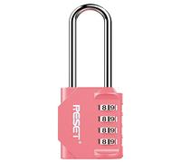 RESET-060 Candado de combinación de 4 dígitos con arco largo de 6,1 cm, candado impermeable para exteriores, ideal para taquillas de gimnasio, vallas, puertas, Rosa