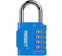 RESET-060 Candado de combinación de 4 dígitos para exteriores, para escuela, gimnasio, deportes, casillero, valla, caja de herramientas, puerta, maleta, cerrojo, Azul celeste