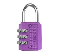 RESET -071 - Candado pequeño de combinación de 3 dígitos para mini taquilla, candado de viaje, diario, caja, equipaje, maleta, mochila, morado