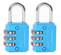 RESET -071 - Candado pequeño de combinación de 3 dígitos para mini taquilla, candado de viaje, diario, caja, equipaje, maleta, mochila, azul, paquete de 2