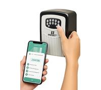 RESET-104 Caja de llaves Bluetooth - resistente a la intemperie, IPX5 resistente al agua, caja fuerte metálica robusta, teclado retroiluminado, código predeterminado de 6 dígitos, modificable a 8-10