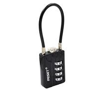 RESET-200 Candado de combinación de 4 dígitos con cable de acero de 12 cm, alta seguridad para equipaje, maleta, caja de herramientas, casco, negro, paquete de 1