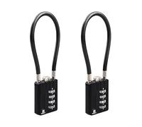 RESET-204 candado de cable flexible de 18 cm con combinación de 4 dígitos, candado compacto para equipaje, taquilla, bolso, mochila, carrito y caja de seguridad, diámetro 5 mm, negro, 2 unidad