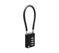 RESET-204 candado de cable flexible de 18 cm con combinación de 4 dígitos, candado compacto para equipaje, taquilla, bolso, mochila, carrito y caja de seguridad, diámetro 5 mm, negro, 1 unidad