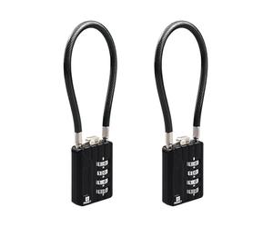 RESET-204 candado de cable flexible de 18 cm con combinación de 4 dígitos, candado compacto para equipaje, taquilla, bolso, mochila, carrito y caja de seguridad, diámetro 5 mm, negro, 2 unidad