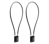 RESET-204 candado de cable largo de 50 cm con combinación de 4 dígitos, candado flexible para cubo de basura, equipaje, taquilla, casco, armero y uso exterior, diámetro 5 mm, negro, 2 unidad
