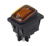 Reset Interruptor basculante rectangular con clasificación DPST de 20 A 250 VCA e impermeable IP67 para paneles industriales (amarillo)