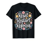 Reset Restart Refocus Growth Productivity Mindset - Camiseta gráfica económica, Hombre, Negro, XL
