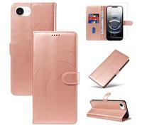 Reshias Funda Compatible con iPhone 16E 6.1 Pulgadas 2025 con 1 Pieza Cristal Templado Protector de Pantalla, Cuero PU y Flip Carcasa, Función de Soporte y Billetera Caso (Oro Rosa)