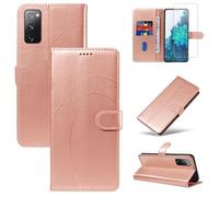 Reshias Funda para Samsung Galaxy S20 FE 4G / 5G con 1 Pieza Cristal Templado Protector de Pantalla, Cuero PU y Flip Carcasa, Función de Soporte y Billetera Caso (Oro Rosa)
