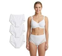 reshmena 3 calzoncillos tipo bikini para mujer con encaje de cintura alta de algodón transpirable Romance Bragas cómodas para mujer, paquete múltiple (paquete de 3), Blanco (paquete de 3), 46