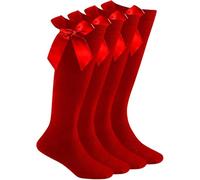 reshmena Calcetines de algodón para niñas de 1 y 3, con cintas esponjosas, lazo, para el regreso a clases, uniforme, fiesta, ajuste cómodo, paquete múltiple, calcetines largos hasta la rodilla