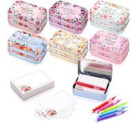 Resholder 12 cajas de oración con 48 tarjetas de oración, 12 lápices de metal a granel, cajas cristianas de regalo para mujeres, Biblia cristiana, primera comunión, Pascua, regalos de belén (flores