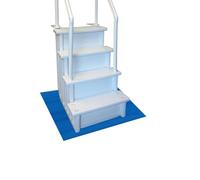 Resilia Stay-Put Swimming Pool Ladder Mat - Non-Slip, Wide Ribbed, Protective Pad, 36 Inches x 36 Inches, 0.125 Inch Thick, Powder Blue