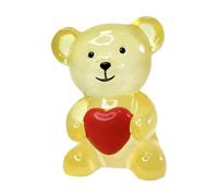 Resin Bear Figurine - Cute Small Animal Sculpture For Interior And Exterior Decor | Premium Resin With Heart Detail And Smiling Expression, Indoor Outdoor Tabletop Display With Shelf Placement Feature