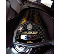 Resin Bike Adhesivos Scooter Compatibles con Yamaha Tmax 530 2012-2016 Oro y Carbono. Protección Placa de Dirección Frontal Antirrayas y Antigolpes. Adhesivos Resinados 3D Made in Italy