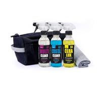 Resin Bike Care - Kit Essential - Kit Limpieza Moto y Coche, con Multicleaner, Cristal Cleaner, Cera Lux y Paño de Microfibra, para Limpiar, Cuidar y Abrillantar Moto y Coche