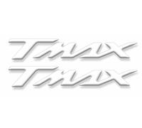 Resin Bike Pack de 2 Adhesivos con Letras 3D Gel para Moto/Scooter Compatible con Yamaha TMAX 500 TMAX 530 TMAX 560 2001-2026, 16×2.6 cm - Protección Antirrayas y Antigolpes - Blanco