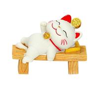 Resin Cat - Desktop Auspicious Statue, Decorative Kitten Figurine, Tabletop Home Ornament | Suitable for Living Room Office Shelf Decoration Positive Energy Gift Collection Ornamental Display