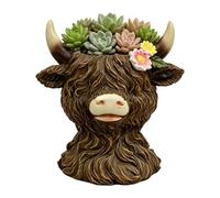 Resin Cow Flower Pot - Highland Animal Planter Decor