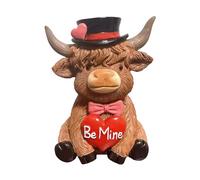 Resin Cows - Lindo Love Valentines Day Decorations, Cow Small Figurines Desk Decor - Largo elasting Decorative Art: For Him Her Boyfriend Husband Wife Couples Bedroom Living Room Office Party Favors