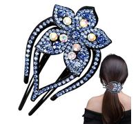 Resin Duckbill Clips, Rhinestone Flower Hair Barrettes, 2.17x3.74inches Secure Grip Hair Accessories for Long Medium Curly Thick Ponytail, Wedding Party Birthday Home Outdoor Travel Use