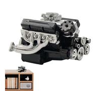Resin Engine Model, V8 Building Block Kit, Realistic Science Toy, Educational Assembly Puzzle, Display Desk Decor, for Kids Room, Living Room, Bookshelf Use, 15x11x10.5cm Black
