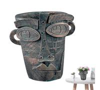 Resin Face Flower Pot - Abstract Bronze Head Planter | Ūñique Indoor Outdoor Garden Decor | Sculptural Container, Artful