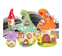Resin Fairy Garden Houses 4pcs Colorful Cute Outdoor Decoration For Balcony