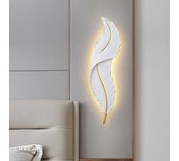 Resin Feather Wall Sconce 3 Color Temperature LED Wall Lamp White Elegant Art 3000K-6000K Wall Light Fixture for Bedroom Living Room Hallway Corridor, 25.5inch/35.5inch