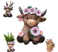 Resin Flowe Pot-Mini Cute with Draining Holes,Rustic Cow Shaped Resin Planter,Pot for Indoor Plants for Bonsai Cactus Monstera Aloe Garden Patio Porch Tabletop Dining Room (Male)