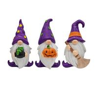 Resin Gnomes, Set of 3 Halloween Garden Figurines, Decorative Crafts for Yard, Table, Porch, Offices, Window, Entryway, Home, Indoor, Outdoor, Holiday Decor, 3 Pieces