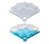 Resin Hand Fan Mold - Chinese Style Auspicious Clouds & Waves Pattern, Silicone Casting Tool For DIY Epoxy Crafts, Traditional Ornament Maker, Fancy Decorative Art Accessory