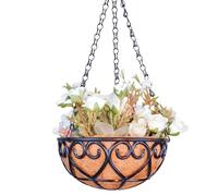 Resin Hangings Planter | 10 Inch Hangings Pots Wire Flower Baskets | Garden Decoration, Round Plant Holder with Chain For Patio Lawn Garden Decor, Versatile Purposes Outdoor Baskets For Plants