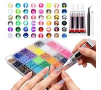 Resin Jelly Rhinestones, Nail Decoration Rhinestone Set, Resin Crystal Jewel Craft Kit, DIY Art Accessories, for Phone Case Clothing Bags Shoes Hats Wedding Creative Use 25.8cm