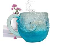 Resin Mugs - 3 Inches Oz Sea Coffee Mug, Inspired Resin Cup, Coastal Table Drinkware | Textured Marine Theme Mug with Easy Grip Handle for Daily Coffee Tea Beverage Serving in Bar Kitchen Home