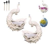 Resin Peacocks Wall Planter, Outdoor Vertical Hanging Peacocks Decorative Planters,Unique Mounted Animal Flower Pot with Drainage for Indoor Garden Balcony Yard Plant Lovers