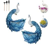 Resin Peacocks Wall Planter, Outdoor Vertical Hanging Peacocks Decorative Planters,Unique Mounted Animal Flower Pot with Drainage for Indoor Garden Balcony Yard Plant Lovers