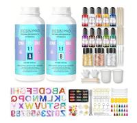 Resin Pro ® Resina Epoxi Transparente 1:1 Kit completo 500 gr resina + 150 accesorios útiles, para Fabricación de Joyas, Creaciones Artísticas, Fácil de Usar, Resina apta para Principiantes