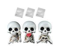 Resin Skull Car Air Freshener Vent Clip | Face Skeleton Statue Dashboard Decor | Peach Scent Odor Eliminator, 3 Pieces | Interior Auto Hanging Ornament Kit